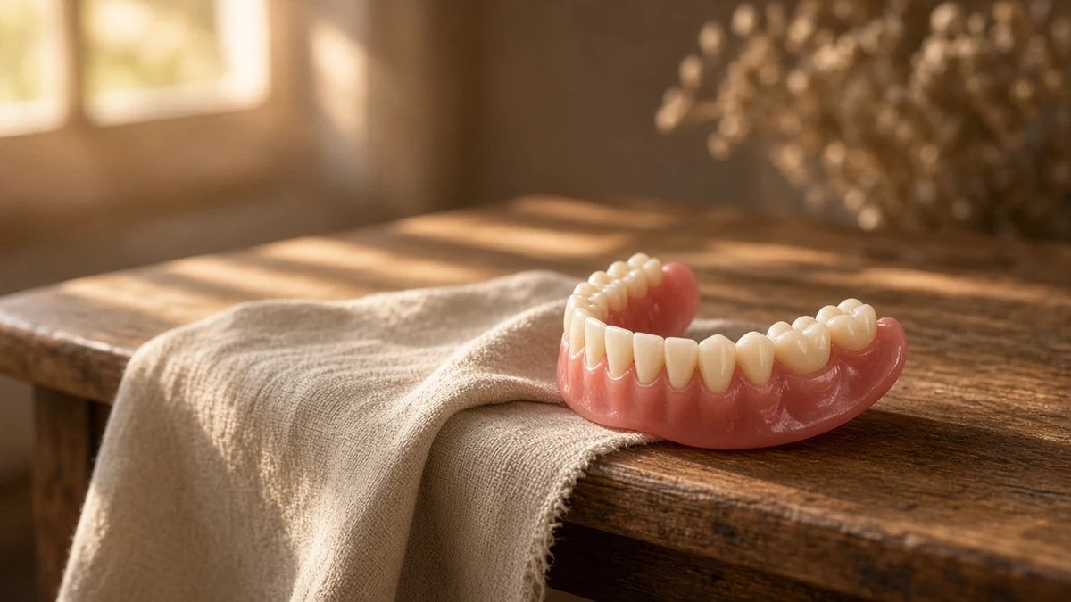 Dentadura na beira da mesa. Dentistas BH, Prado.