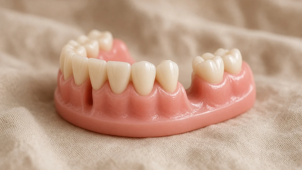 Modelo com vários espaços vazios e dois parafusos. Dentistas BH, Prado, Belo Horizonte.