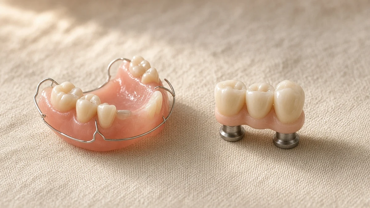 Prótese parcial e ponte curta sobre implante. Dentistas BH, Prado.