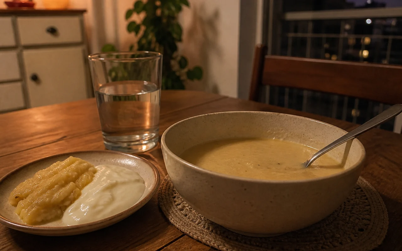 Alimentação macia em casa na fase de cicatrização após implante dentário — orientação clínica, Belo Horizonte