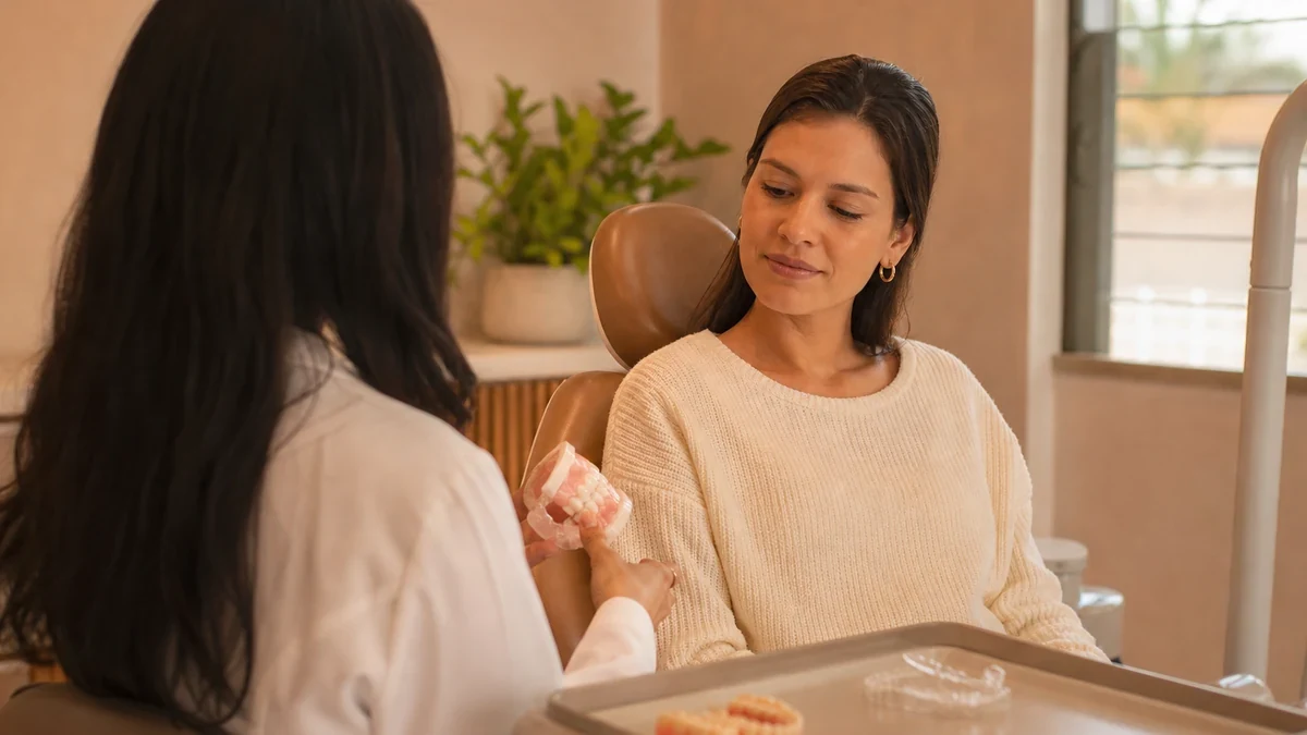 Consulta ortodôntica com modelos de aparelho em Prado, Belo Horizonte — Dentistas BH