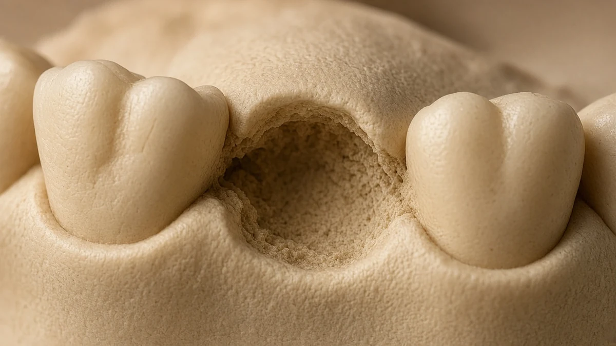 Modelo de estudo com um dente ausente. Dentistas BH, Prado, Belo Horizonte.