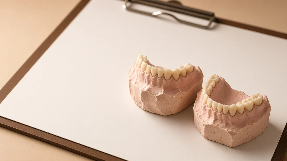 Dois modelos de estudo e um caderno em branco. Dentistas BH, Prado, Belo Horizonte.