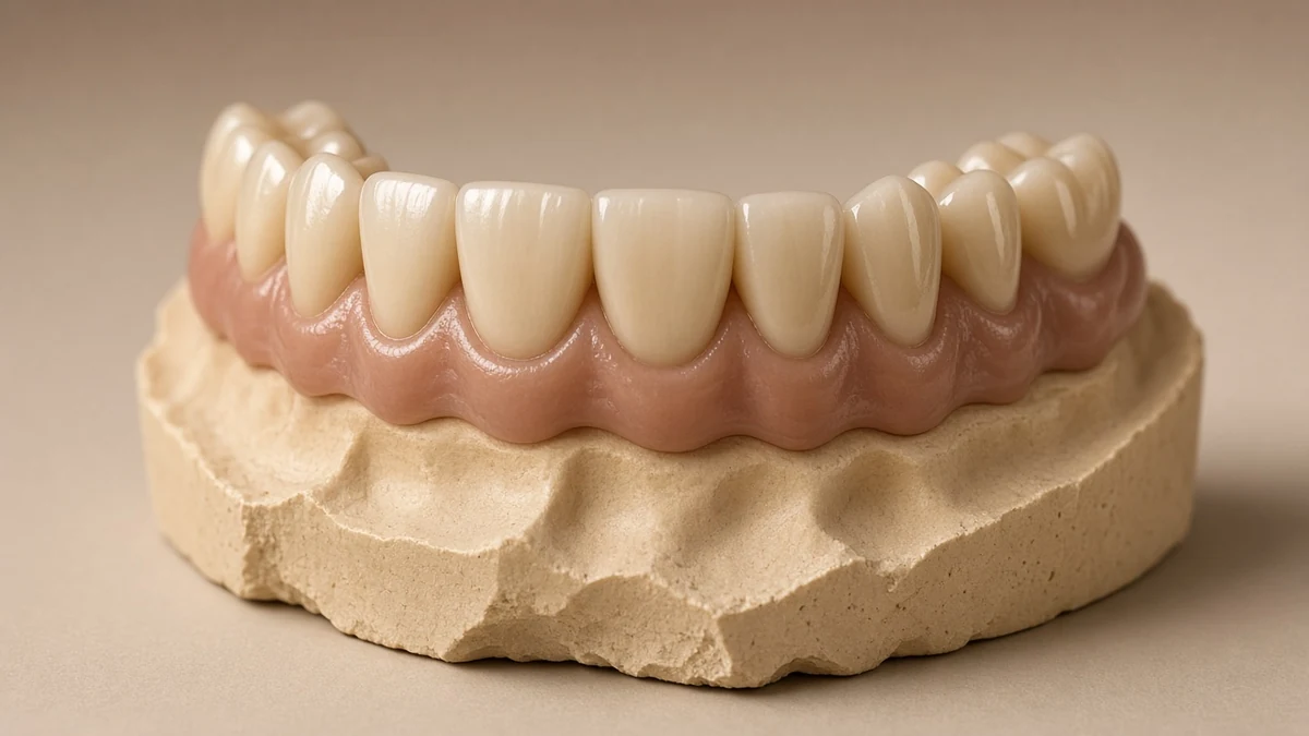 Prótese fixa no modelo de cima e no de baixo. Dentistas BH, Prado, Belo Horizonte.