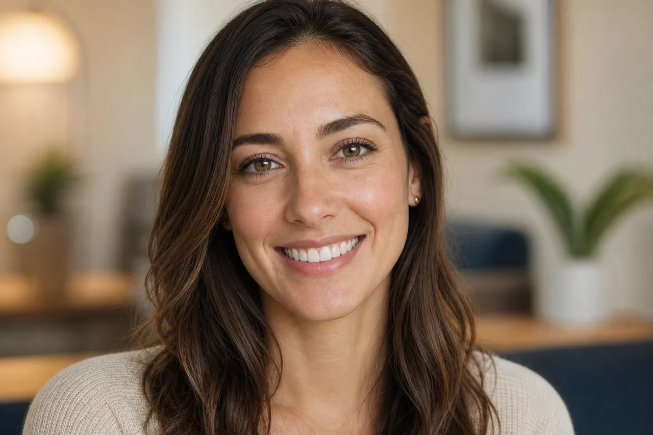 Mesma paciente após Invisalign — dentes alinhados, benefício do tratamento em Belo Horizonte