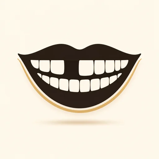 Ilustração de dente ausente, avaliação na clínica