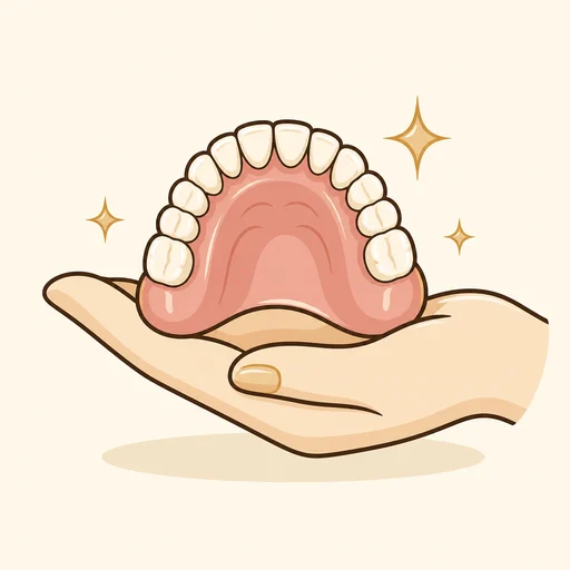 Ilustração de prótese móvel, opções de reabilitação